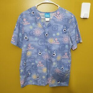 Vintage 90s Care Bears Grumpy Bear Cotton Blend Scrub Top M Halloween